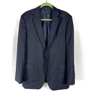 Hugo Boss Super 100s Blazer Navy Blue 2-Button‎ Jacket Wool Sz 40 R Men's